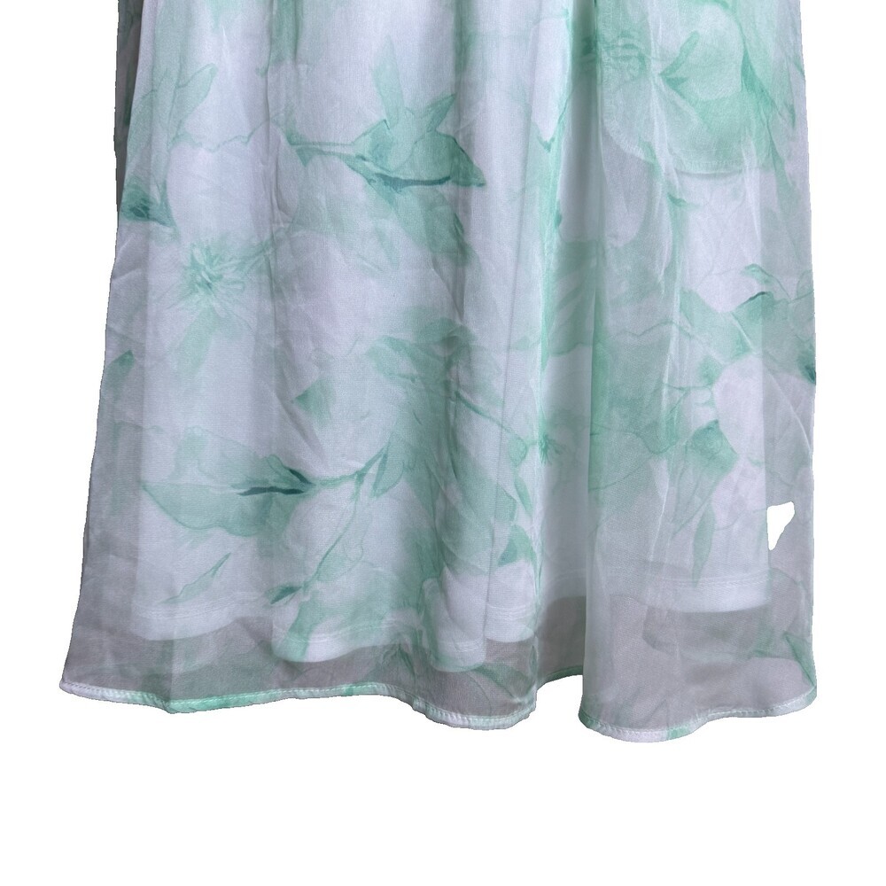 Cato Mint Green & White Floral Halter Neck Dress Sz L Easter Spring Knee Length - Picture 6 of 16